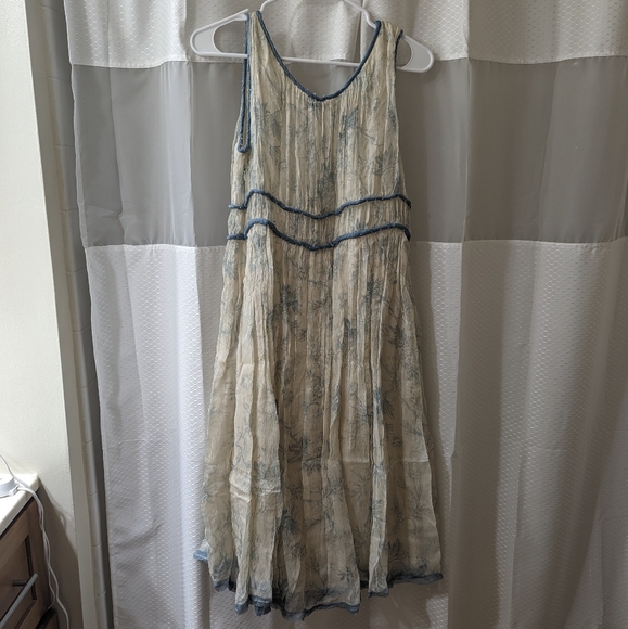 NWT Max Studio Vintage Silk Dress Blue and White Flowers Size 10 - Picture 3 of 10